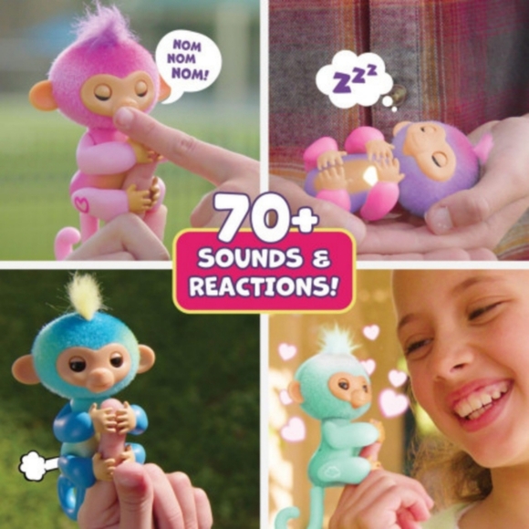 NEW Fingerlings Interactive Baby Monkey 70 Sounds & Reactions Charli Pink Purple - Picture 6 of 9